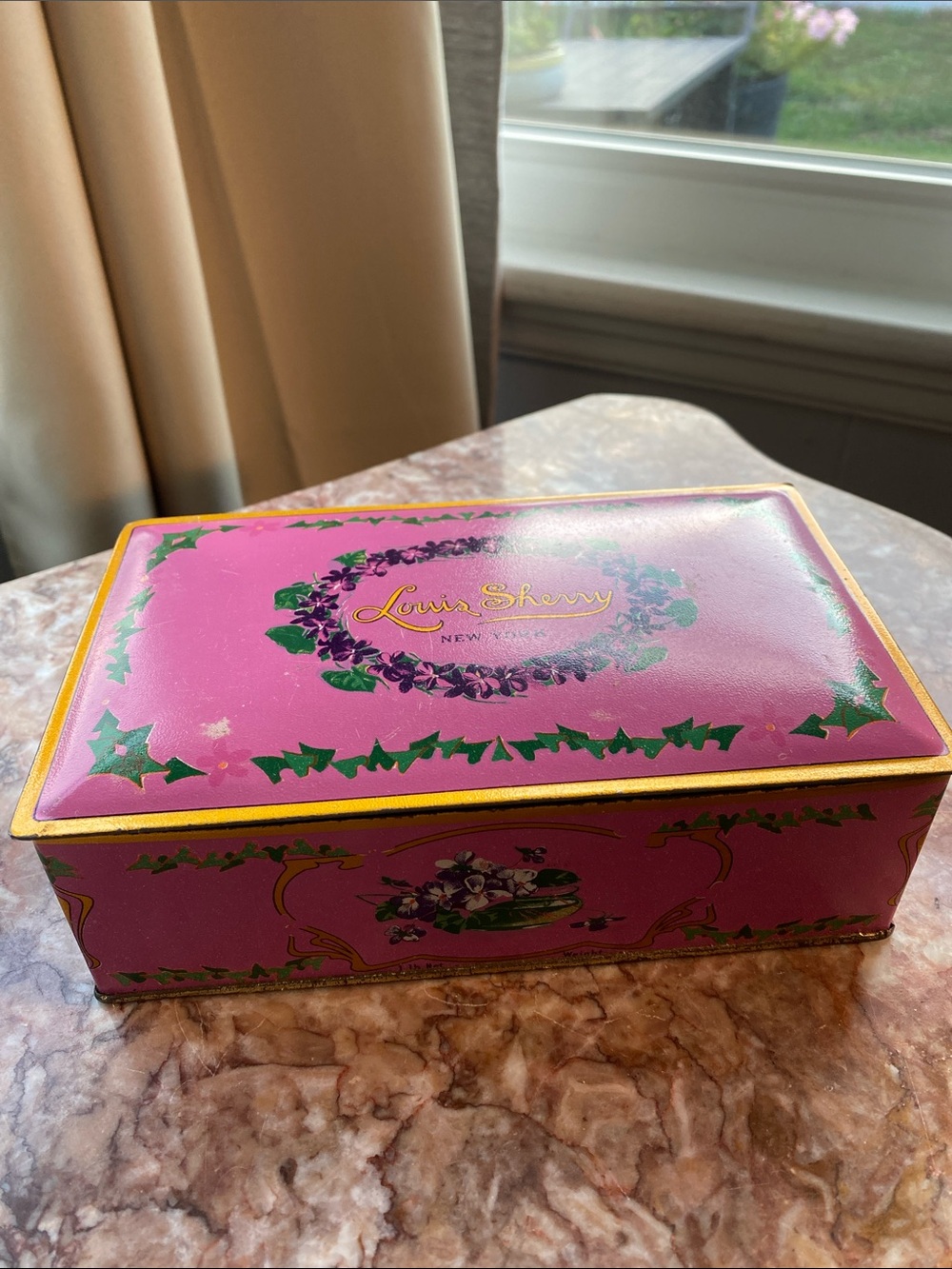 Louis Sherry Pink Floral Tin Box